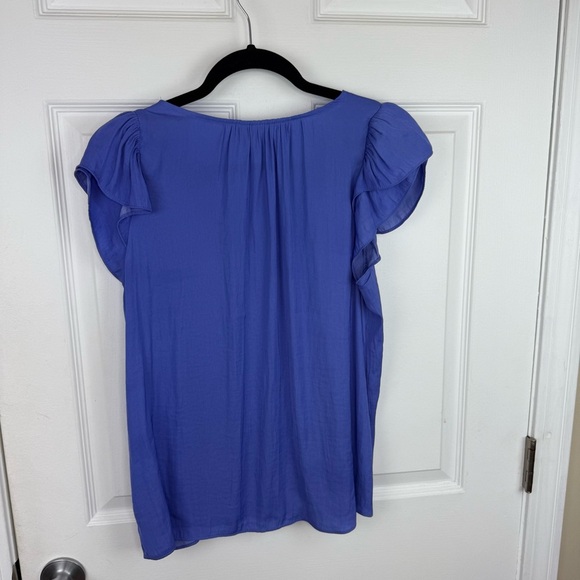 Joie Blue Silky Button-Front Blouse - Picture 5 of 5